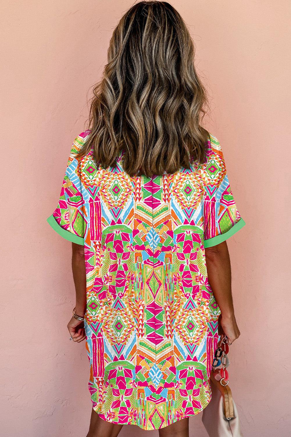Robe Mini Imprimé Géométrique pour Femmes