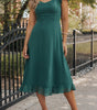 Robe Midi Plissée à Dos Nu Volantée
