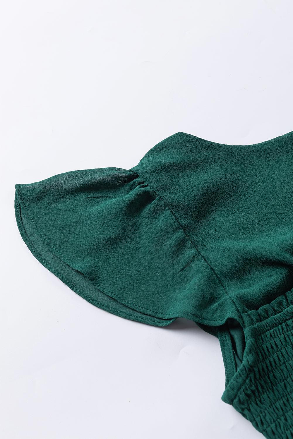 Robe Midi Plissée à Dos Nu Volantée