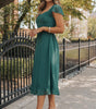 Robe Midi Plissée à Dos Nu Volantée