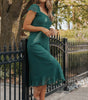 Robe Midi Plissée à Dos Nu Volantée