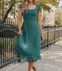 Robe Midi Plissée à Dos Nu Volantée