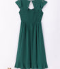Robe Midi Plissée à Dos Nu Volantée