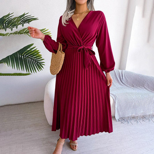 Robe Plissée avec Détail Nœud pour Femmes