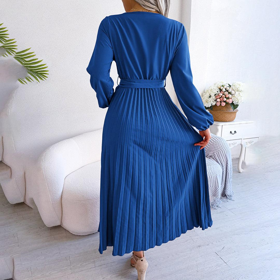 Robe Plissée avec Détail Nœud pour Femmes