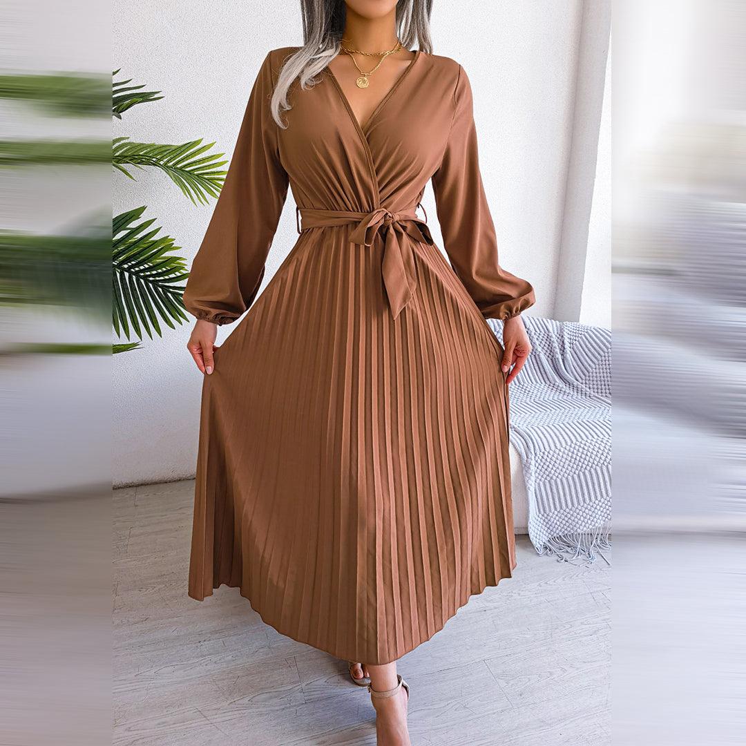 Robe Plissée avec Détail Nœud pour Femmes