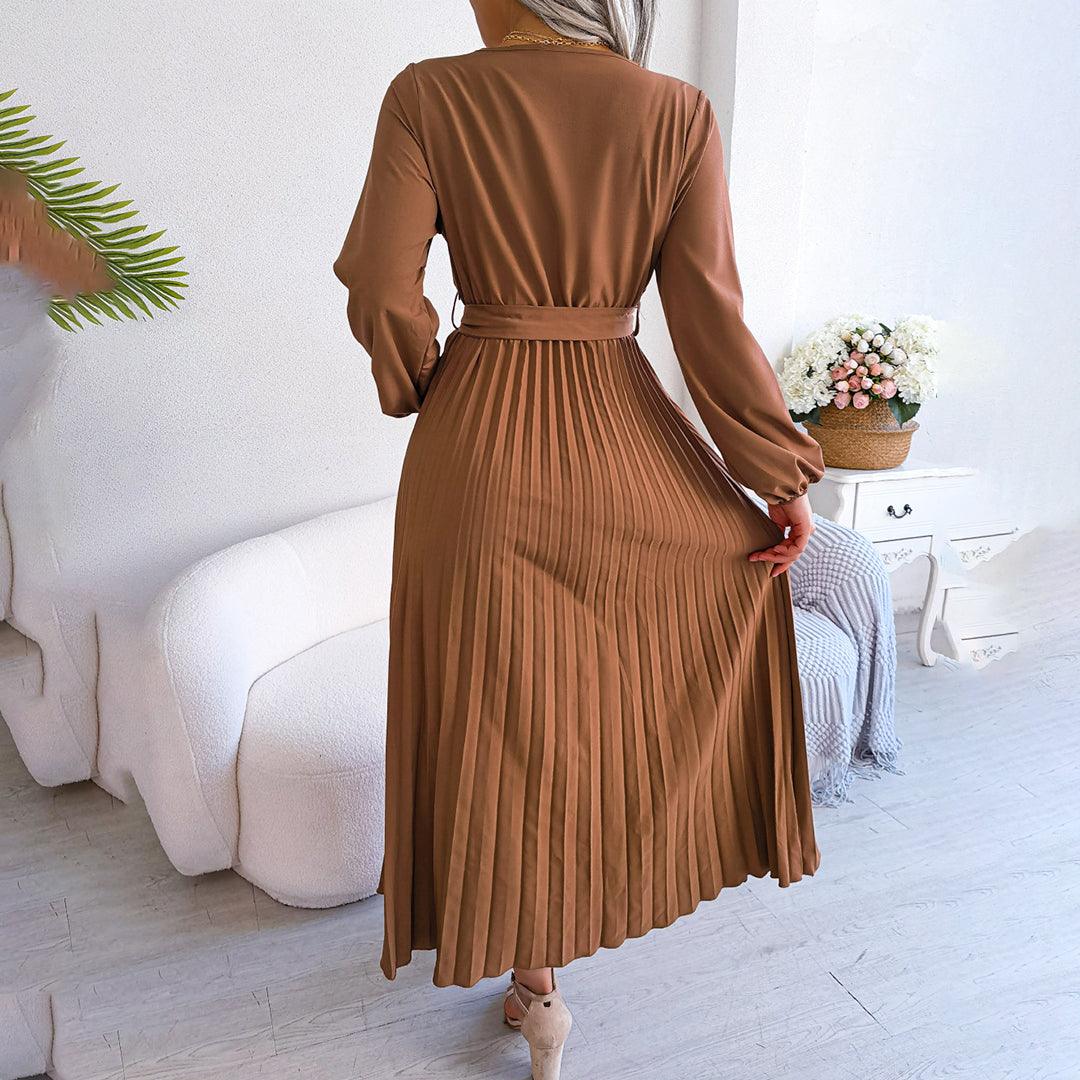 Robe Plissée avec Détail Nœud pour Femmes