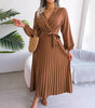 Robe Plissée avec Détail Nœud pour Femmes