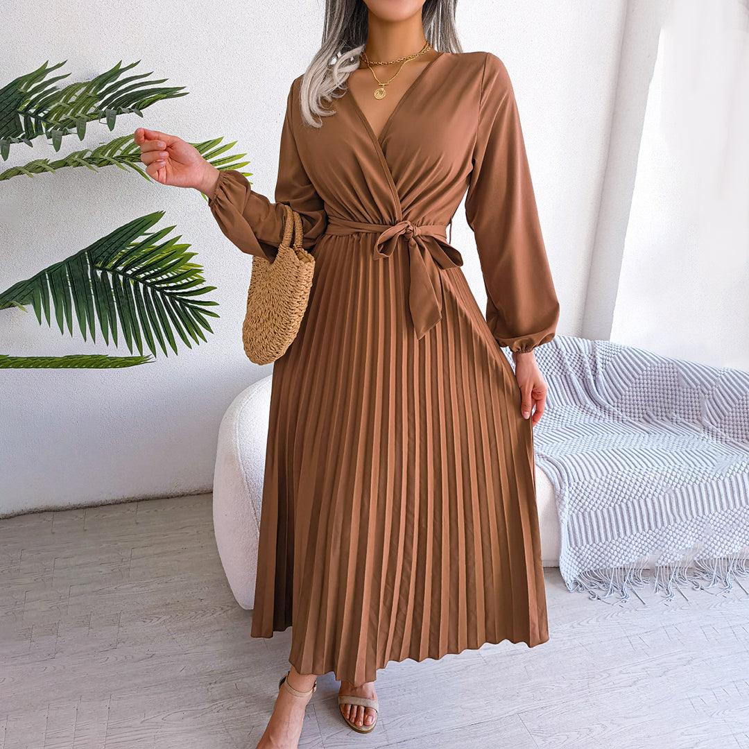 Robe Plissée avec Détail Nœud pour Femmes