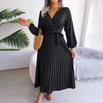 Robe Plissée avec Détail Nœud pour Femmes