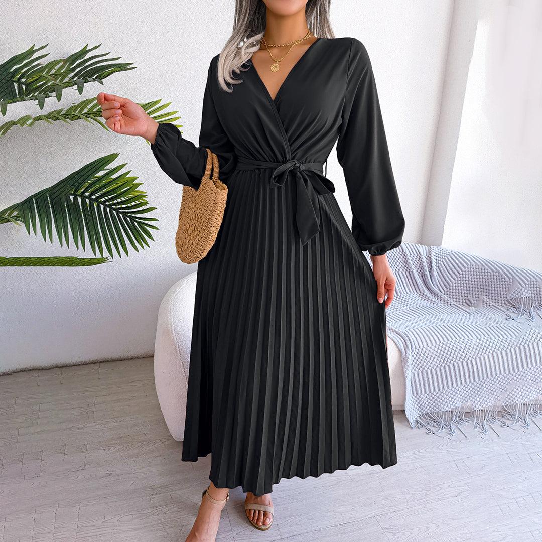 Robe Plissée avec Détail Nœud pour Femmes