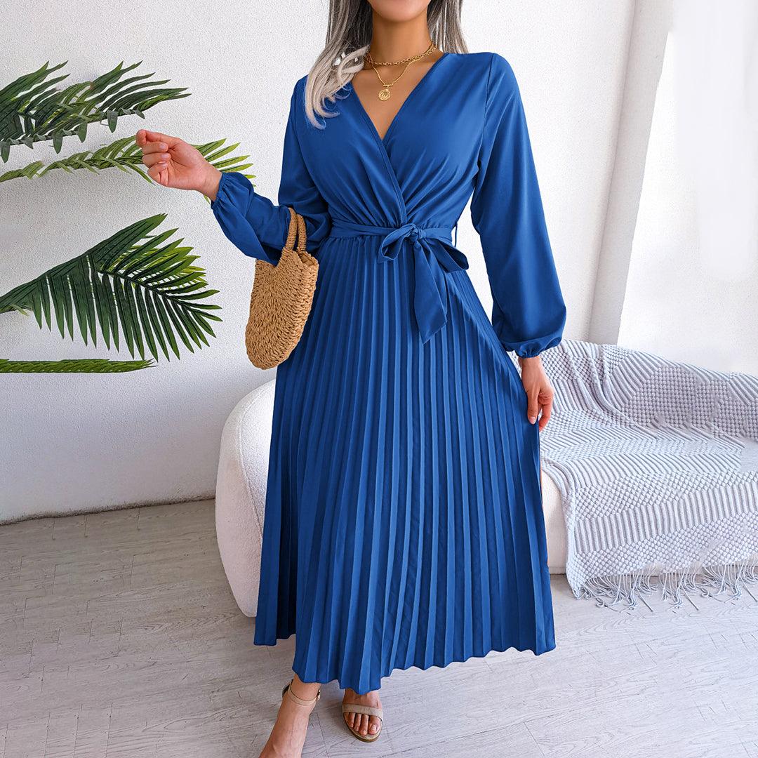 Robe Plissée avec Détail Nœud pour Femmes