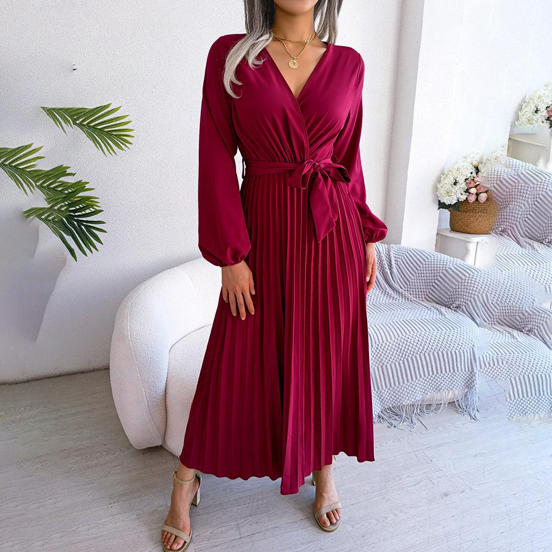 Robe Plissée avec Détail Nœud pour Femmes