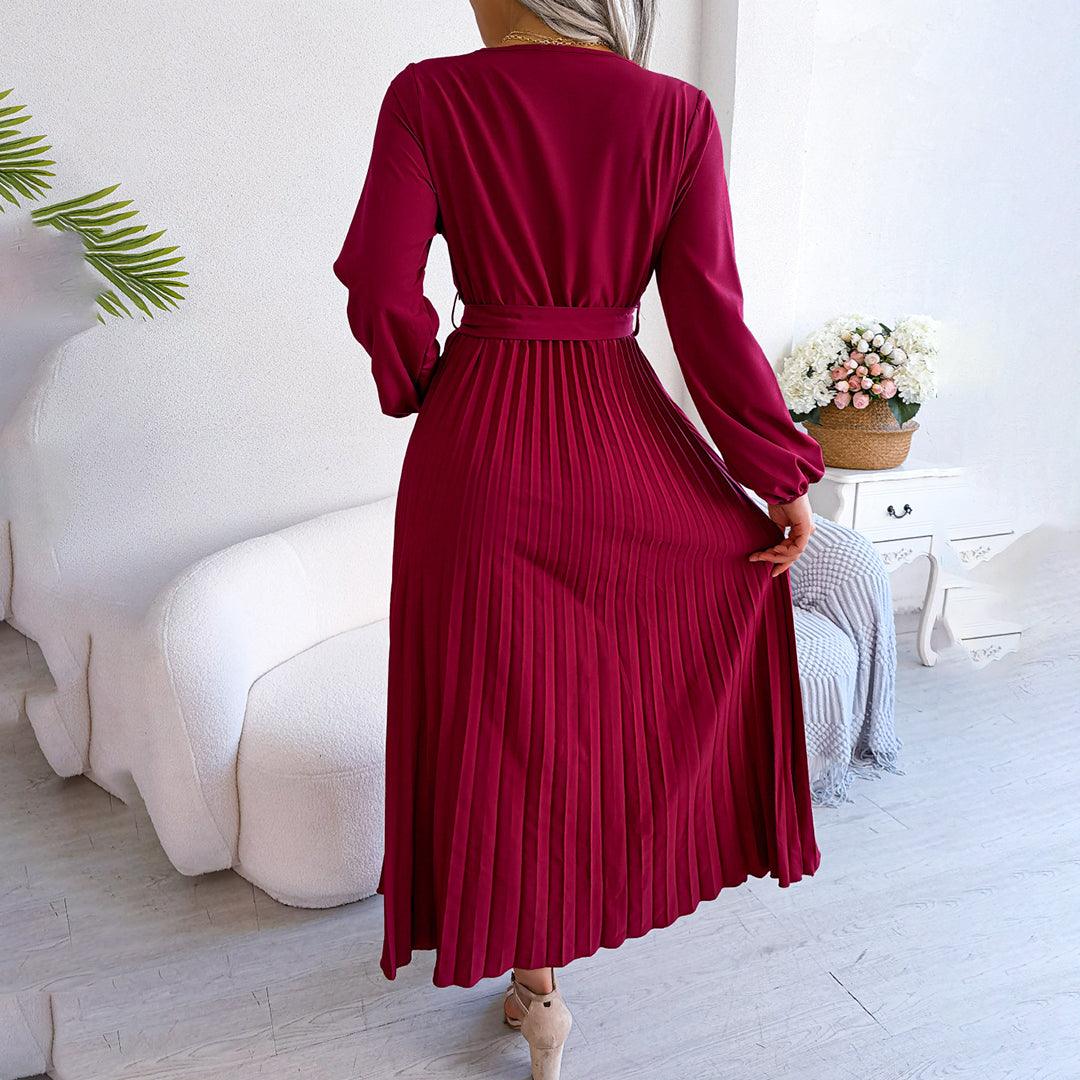 Robe Plissée avec Détail Nœud pour Femmes