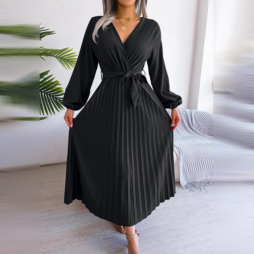 Robe Plissée avec Détail Nœud pour Femmes