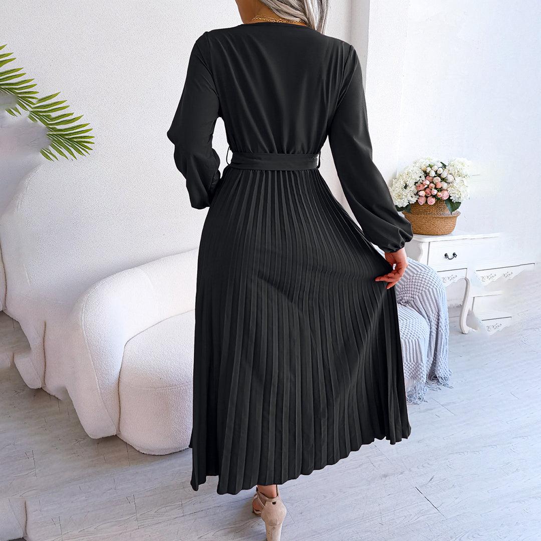 Robe Plissée avec Détail Nœud pour Femmes