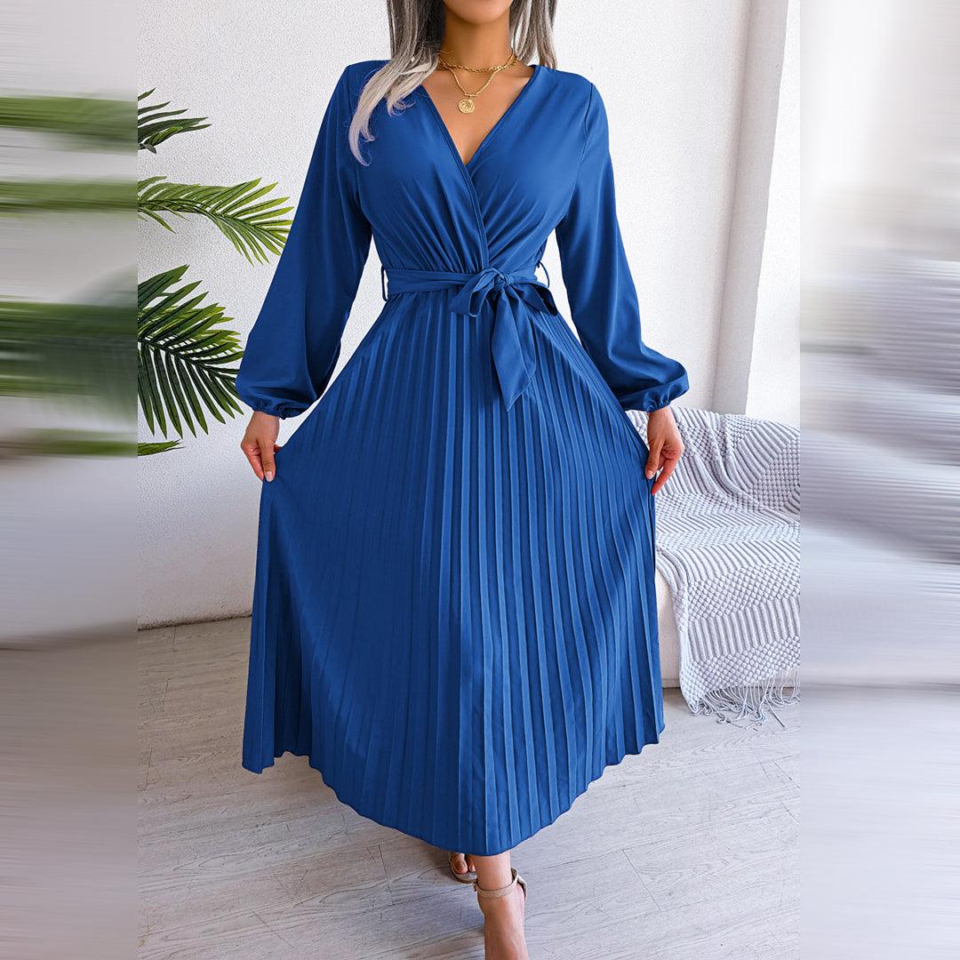 Robe Plissée avec Détail Nœud pour Femmes