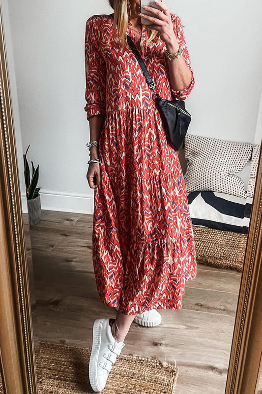 Robe Maxi Plissée avec Décolleté en V pour Femmes