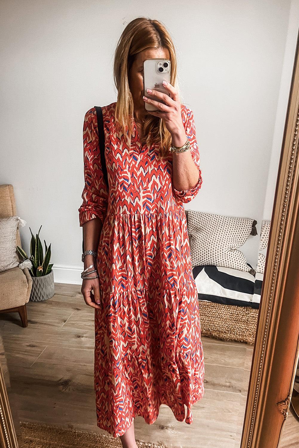 Robe Maxi Plissée Décolleté en V pour Femmes