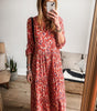 Robe Maxi Plissée avec Décolleté en V pour Femmes