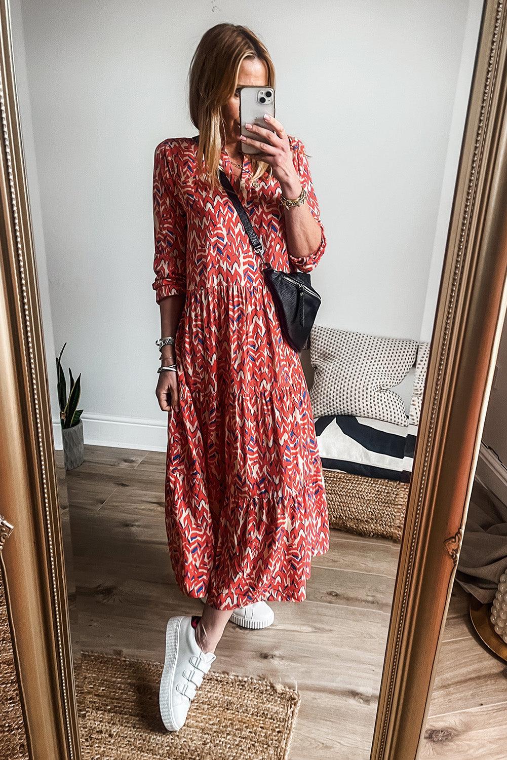Robe Maxi Plissée Décolleté en V pour Femmes