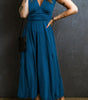 Robe Maxi Plissée à Col V avec Manches Courtes