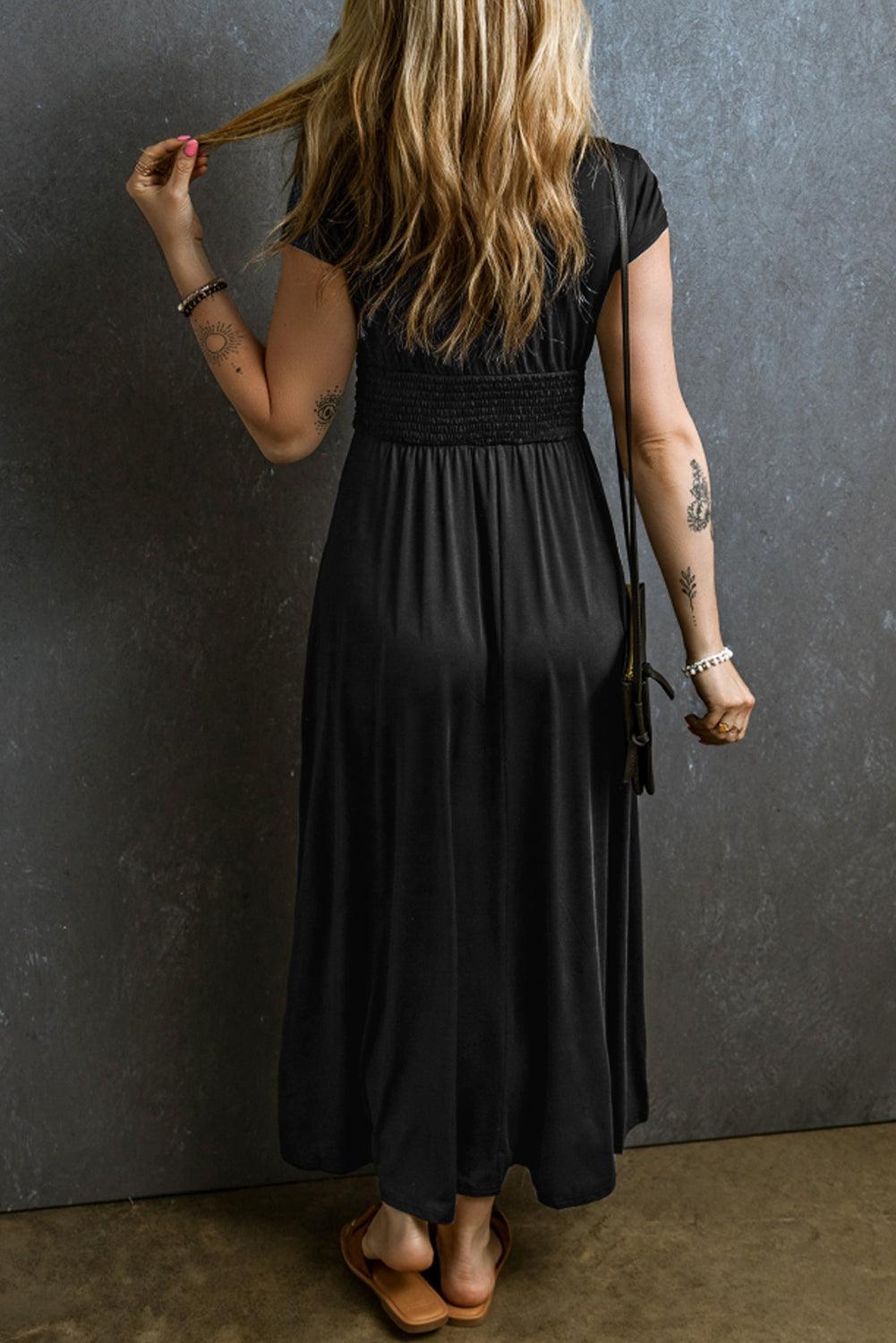 Robe Maxi Plissée Décolleté en V pour Femmes