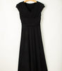 Robe Maxi Plissée à Col V avec Manches Courtes