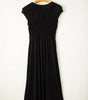 Robe Maxi Plissée à Col V avec Manches Courtes