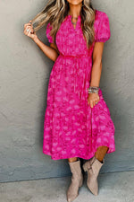 Robe Midi Plissée à Motif Floral pour Femmes