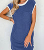Robe T-Shirt Côtelée Manches Cap pour Femmes