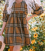 Robe Babydoll Empire à Carreaux pour Femmes