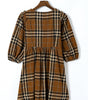 Robe Babydoll Empire à Carreaux pour Femmes