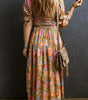 Robe Fleurie Taille Haute avec Manches Bouffantes pour Femmes