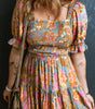 Robe Fleurie Taille Haute avec Manches Bouffantes pour Femmes