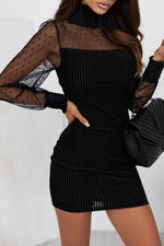 Robe à Pois avec Col à Franges pour Femmes