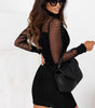 Robe à Pois avec Col à Franges pour Femmes