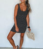 Robe Mini Sans Manches Rayée pour Femmes