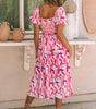 Robe Midi Rayée à Volants pour Femmes
