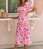 Robe Midi Rayée à Volants pour Femmes