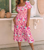 Robe Midi Rayée à Volants pour Femmes