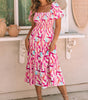Robe Midi Rayée à Volants pour Femmes