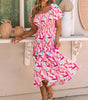 Robe Midi Rayée à Volants pour Femmes