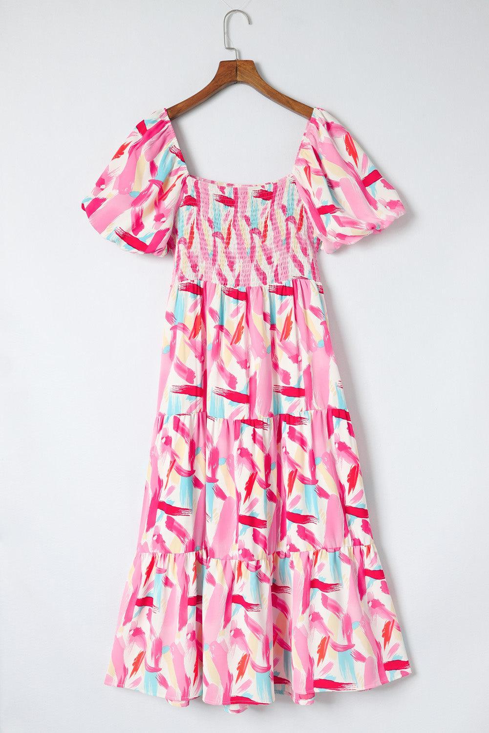 Robe Midi Rayée à Volants pour Femmes