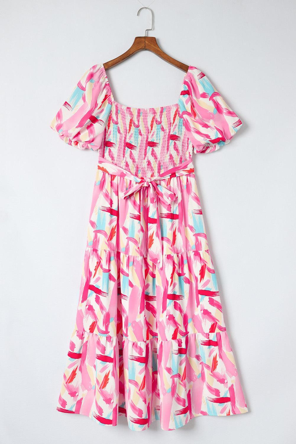 Robe Midi Rayée à Volants pour Femmes