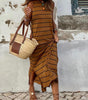 Robe Maxi Rayée avec Dos Ouvert pour Femmes