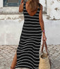 Robe Maxi Rayée avec Dos Ouvert pour Femmes
