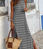 Robe Maxi Rayée avec Dos Ouvert pour Femmes