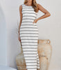 Robe Maxi Rayée avec Dos Ouvert pour Femmes