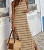 Robe Maxi Rayée avec Dos Ouvert pour Femmes